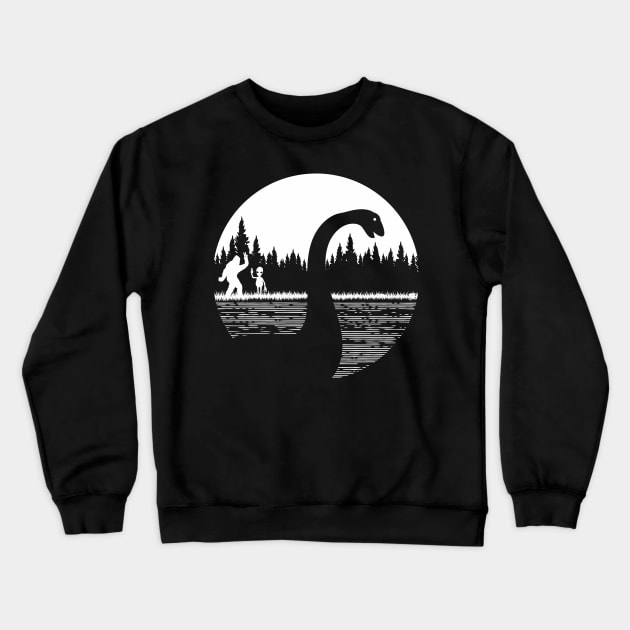 Loch Ness Monster Bigfoot and alien Crewneck Sweatshirt by Tesszero